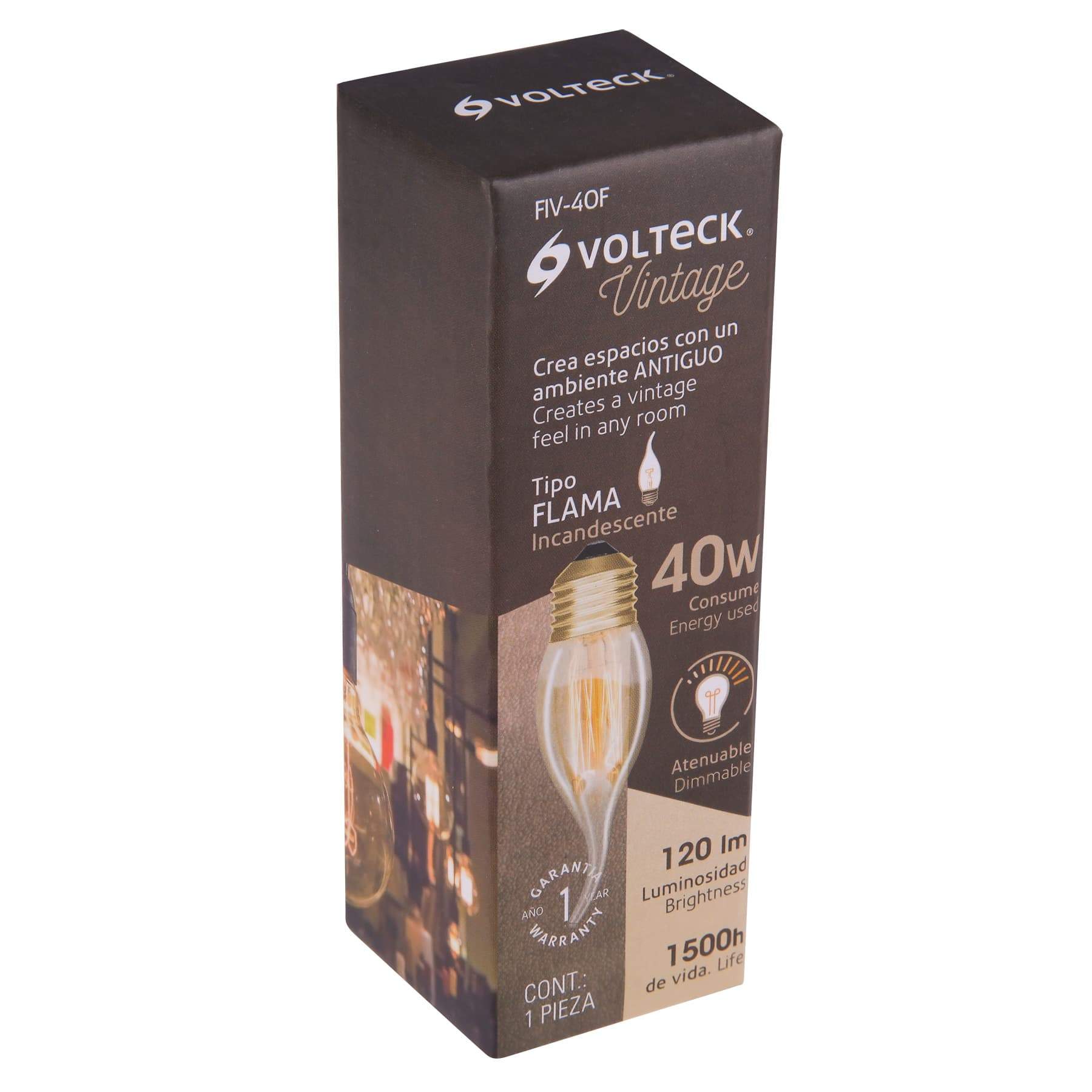 Lámpara Incandescente Estilo Vintage, 40w, Flama, Volteck - FERRETERÍA WITZI