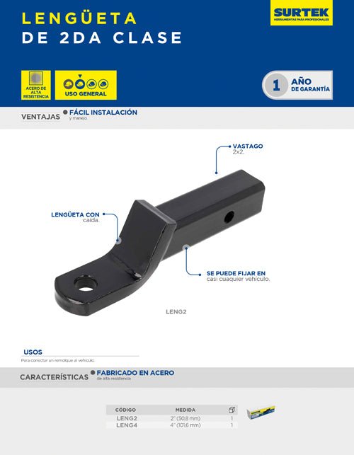 Lengüeta 2" clase III caida Surtek - FERRETERÍA WITZI