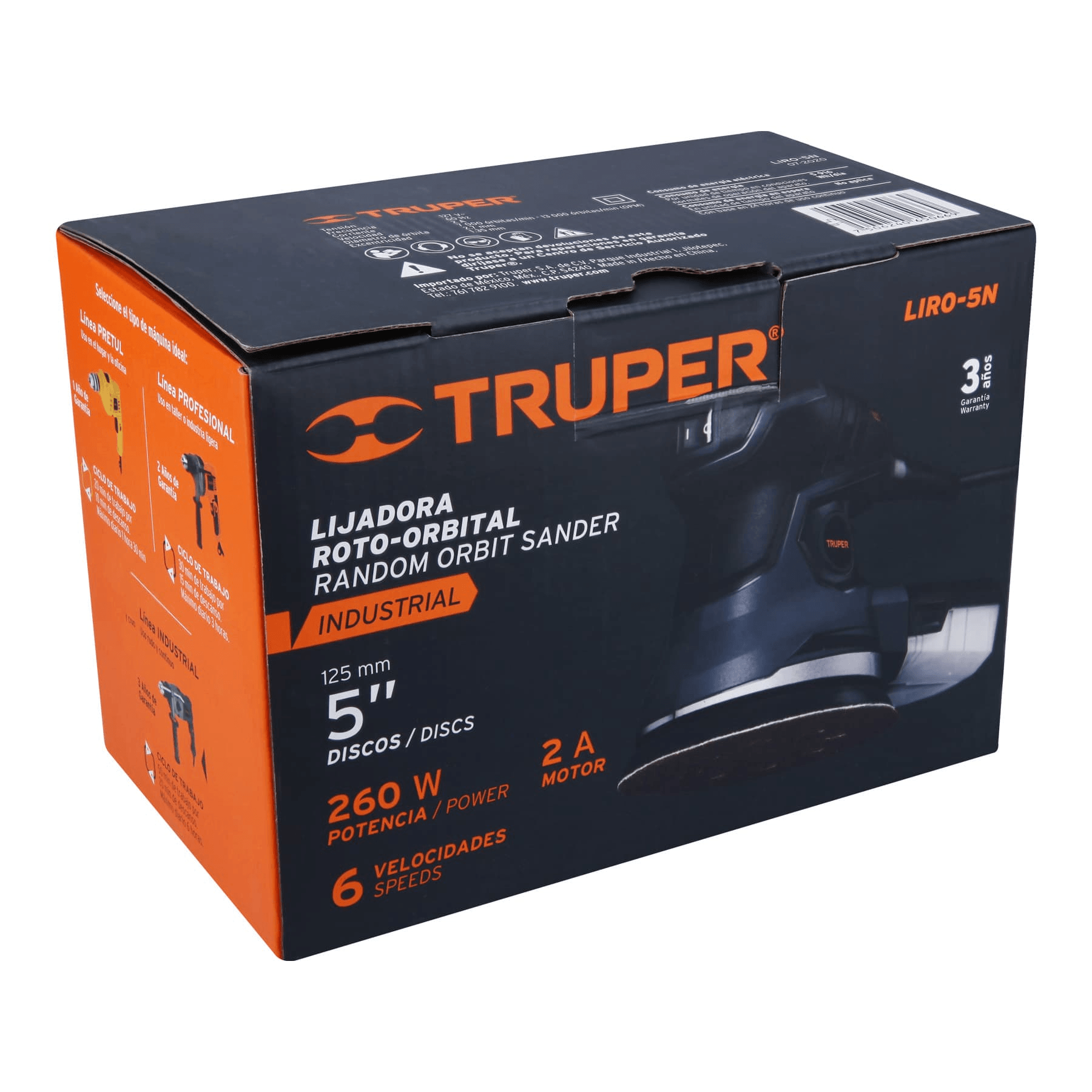 Lijadora Roto Orbital, 5", Industrial, 260 W - FERRETERÍA WITZI