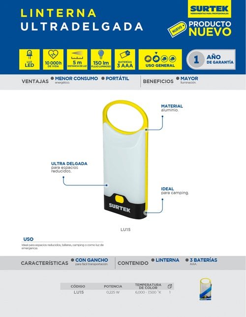 Linterna ultradelgada Surtek - FERRETERÍA WITZI