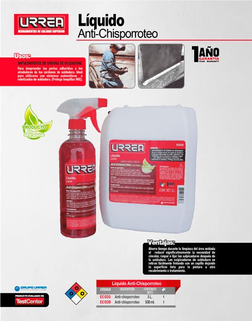 Líquido anti- chisporroteo 0.5 Lt Urrea - FERRETERÍA WITZI