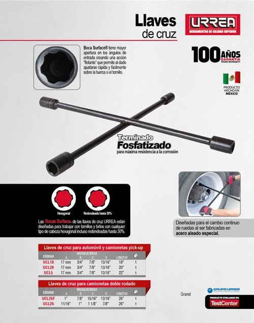 Llave de cruz para camioneta 26" Urrea - FERRETERÍA WITZI