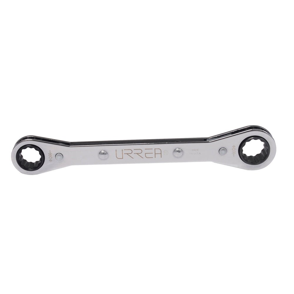 Llave de estrías pulido espejo plana de matraca en pulgadas, 12 puntas, 1/2" x 9/16" Urrea. - FERRETERÍA WITZI