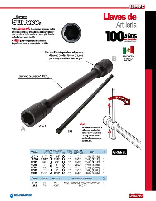 Llave para rueda de camión doble rodado 1-1/2", 13/16" Urrea - FERRETERÍA WITZI