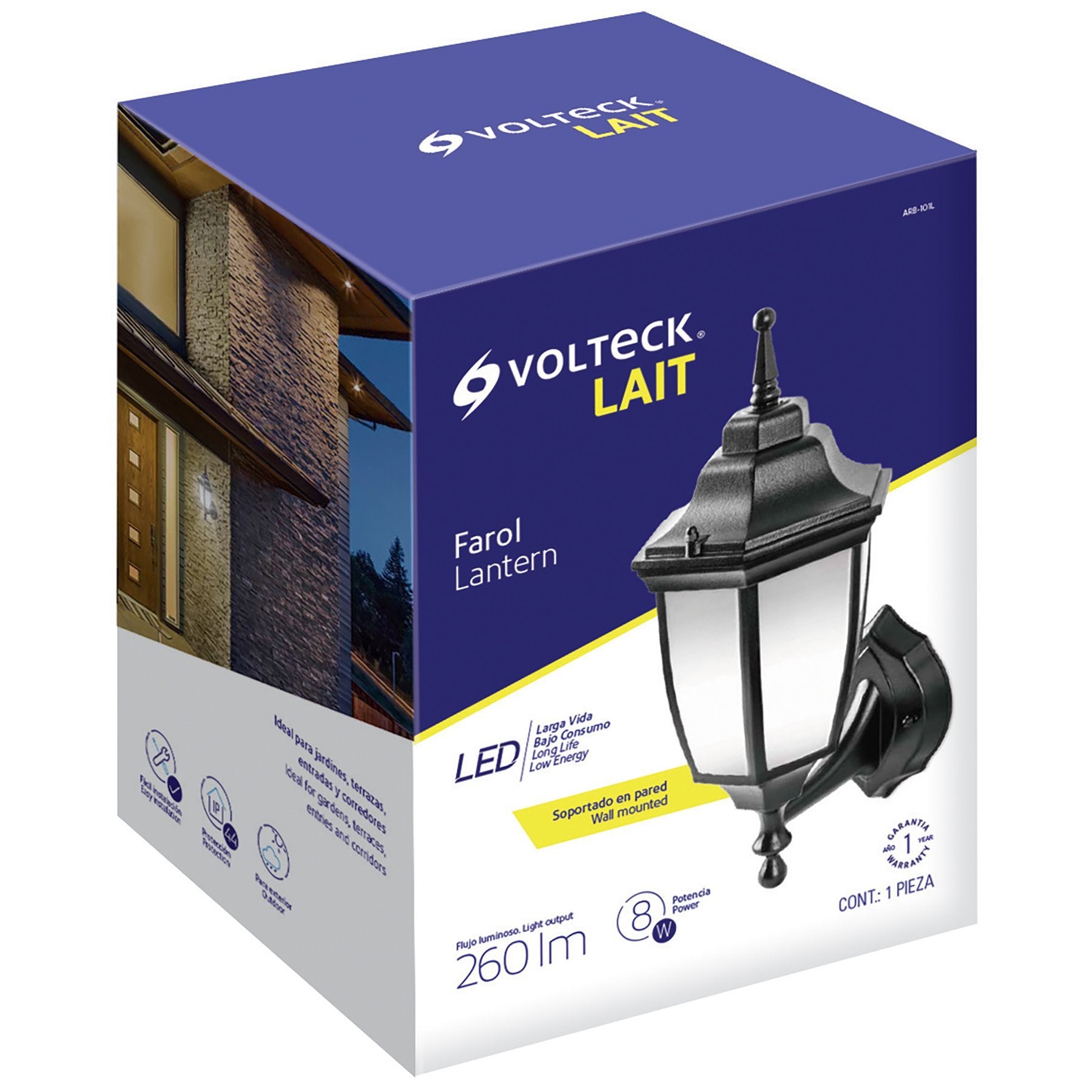 Luminario Arbotante Farol Soportado De Led, 260 LM Volteck - FERRETERÍA WITZI