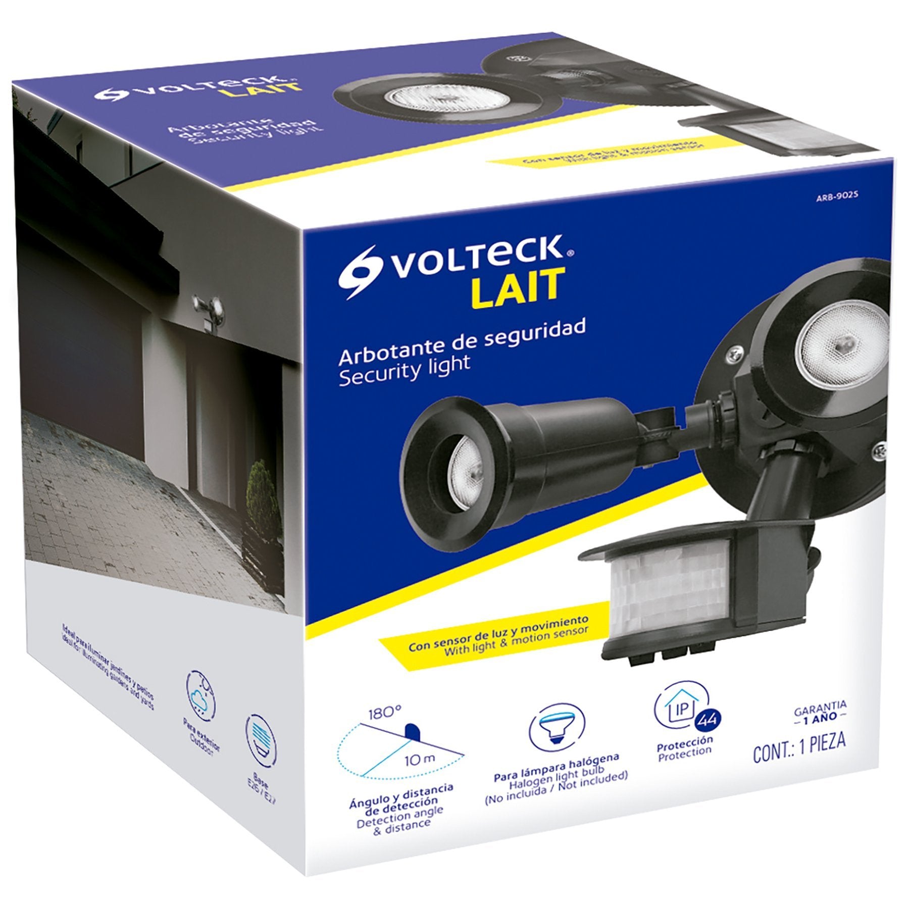 Luminario Arbotante Negro Con Sensor De Movimiento, 2XE26, Max. 300 W, Volteck - FERRETERÍA WITZI