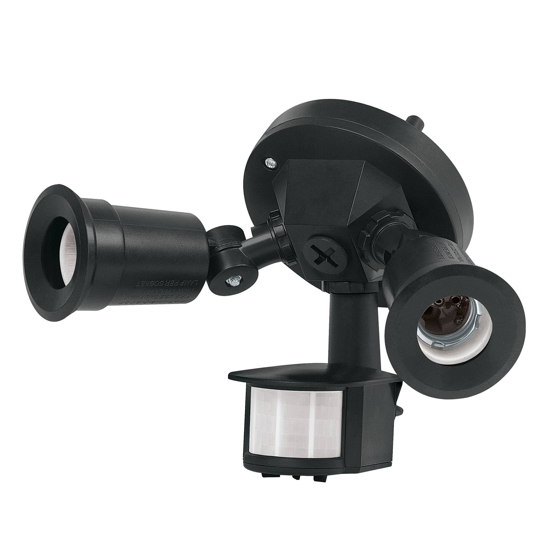 Luminario Arbotante Negro Con Sensor De Movimiento, 2XE26, Max. 300 W, Volteck - FERRETERÍA WITZI