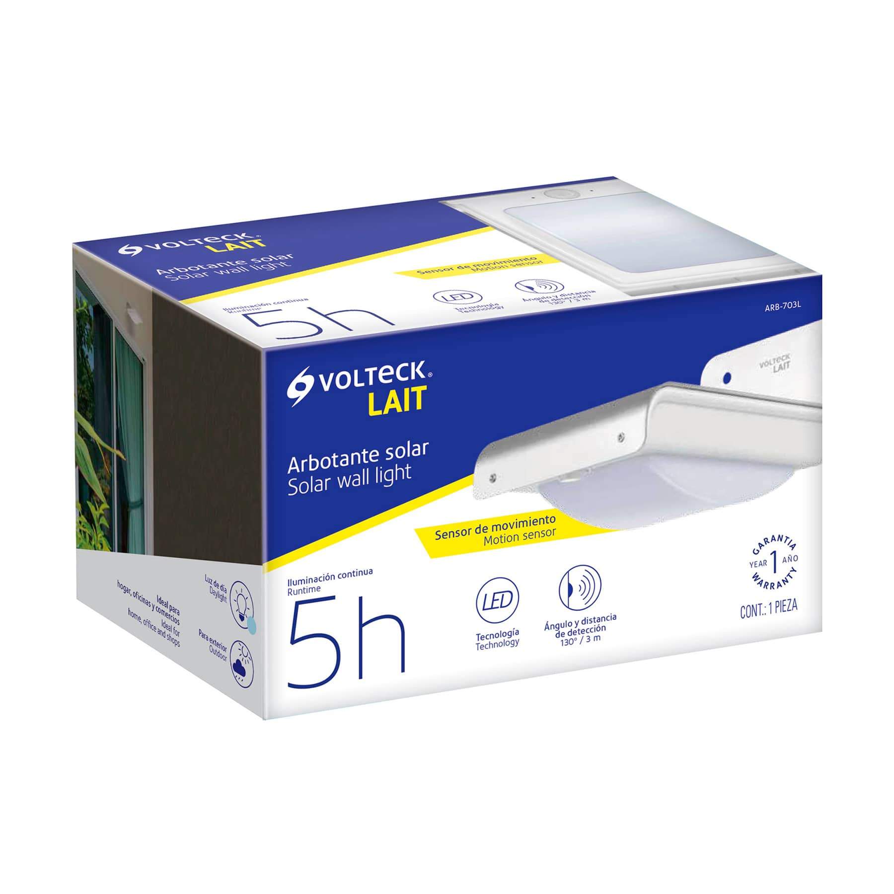 Luminario Arbotante Solar Con Sensor De Movimiento ,16 Led Volteck - FERRETERÍA WITZI