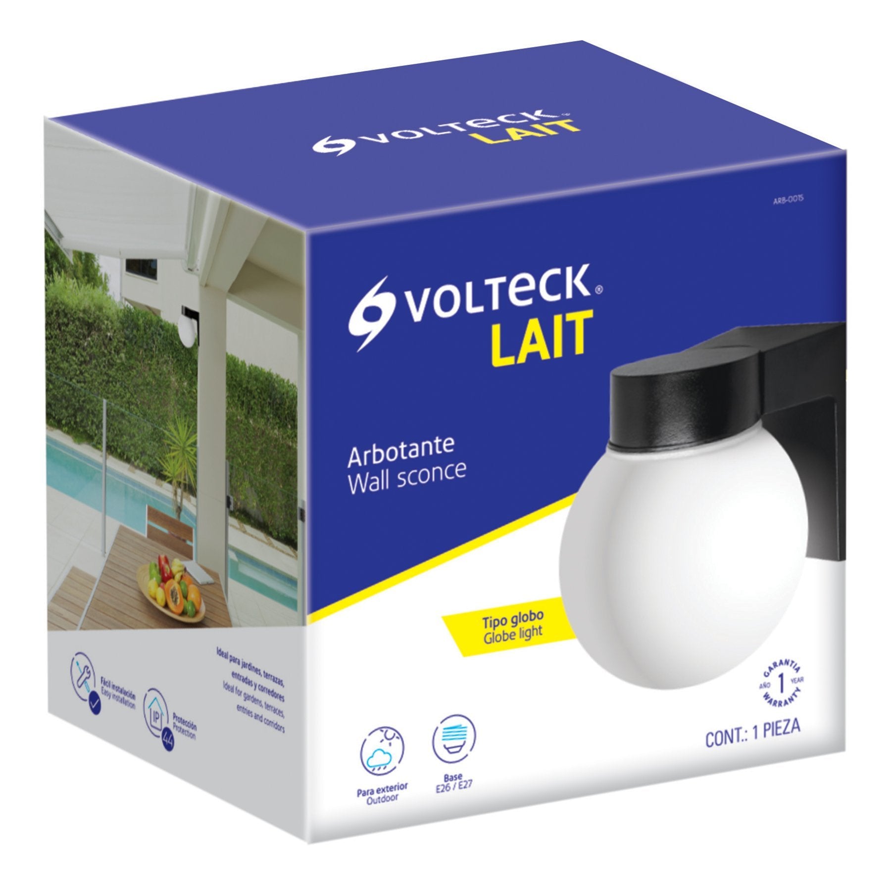 Luminario Arbotante Tipo Globo, 1XE26, Volteck - FERRETERÍA WITZI