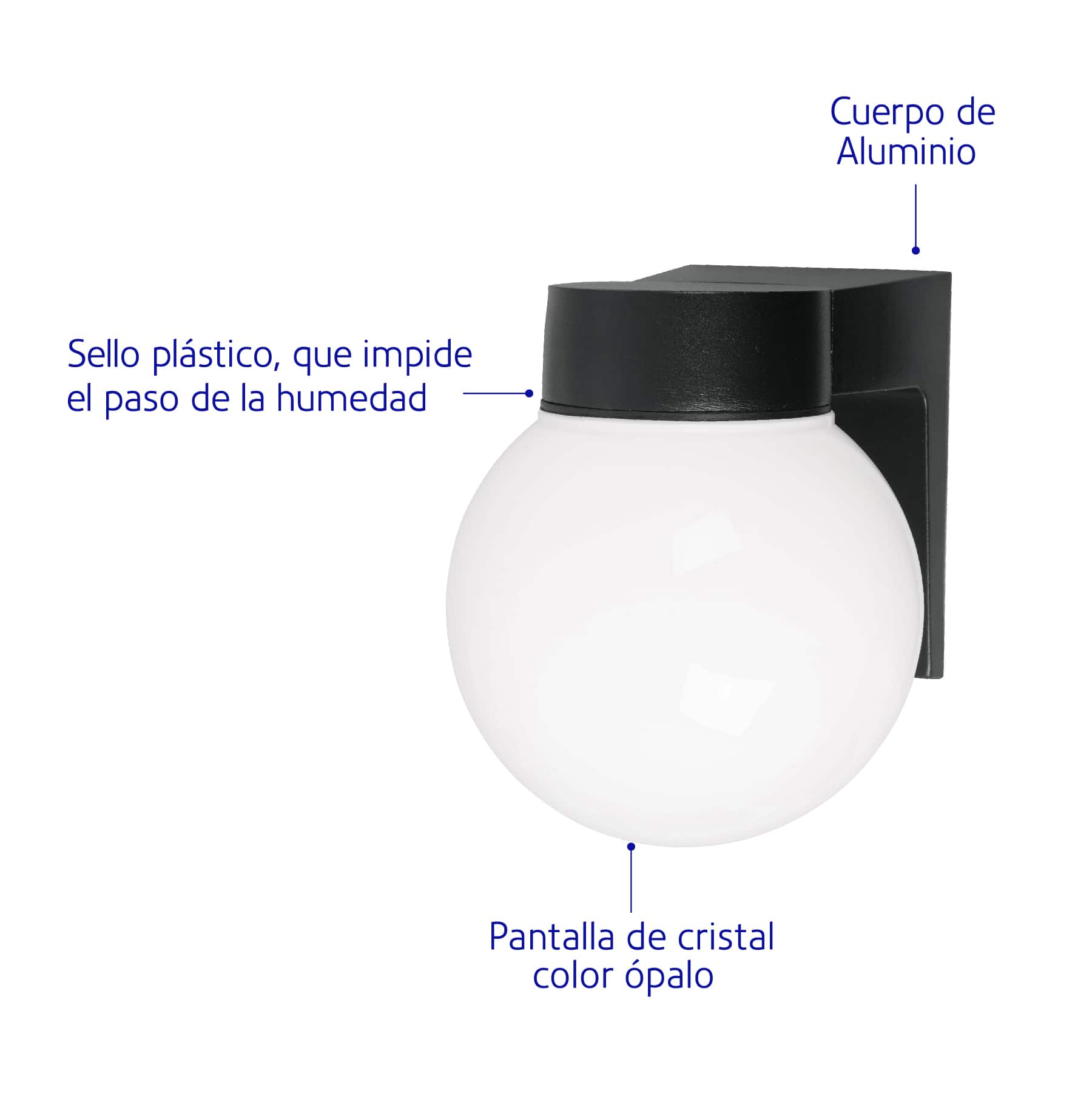 Luminario Arbotante Tipo Globo, 1XE26, Volteck - FERRETERÍA WITZI