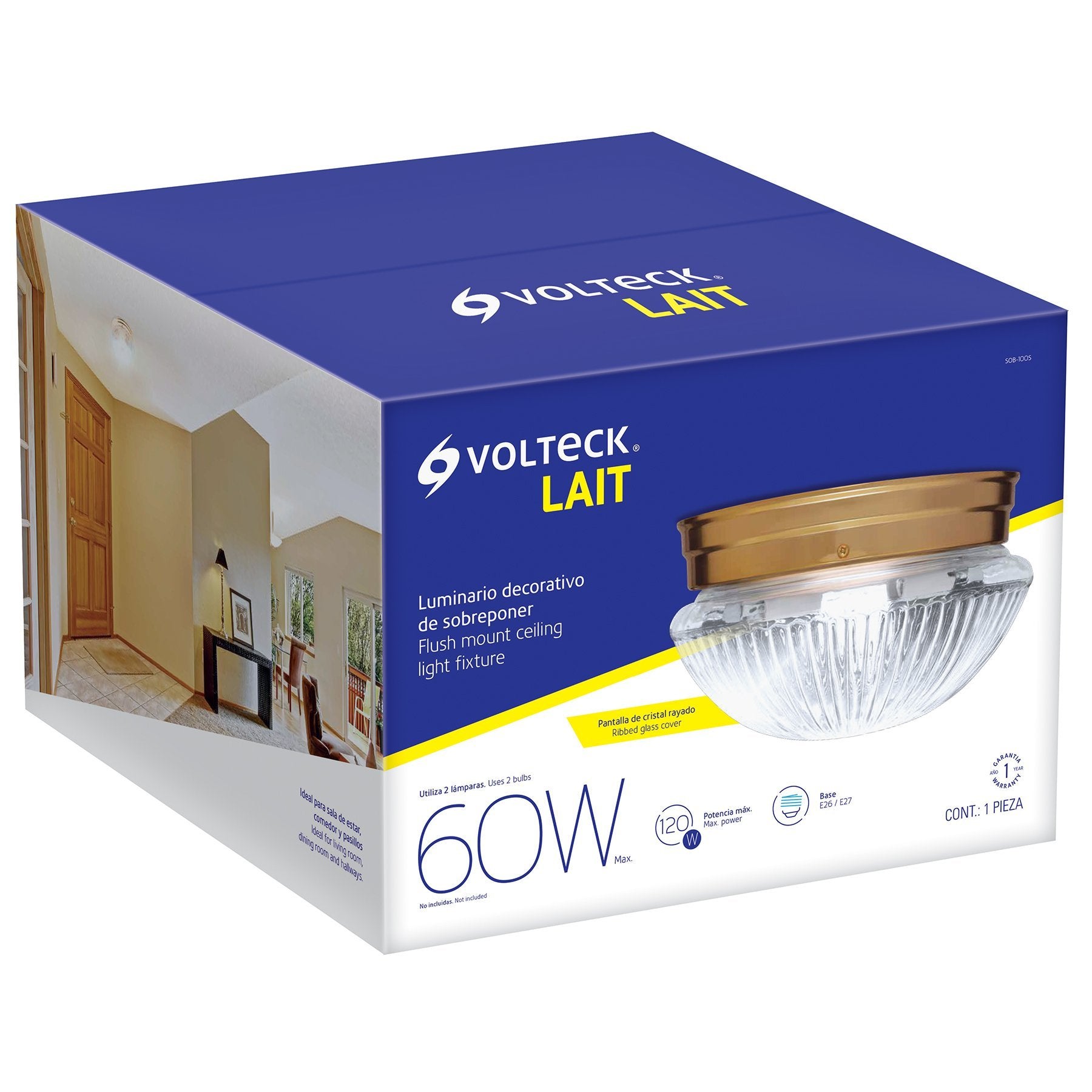 Luminario Decorativo Latonado, 2X, E26 Volteck - FERRETERÍA WITZI