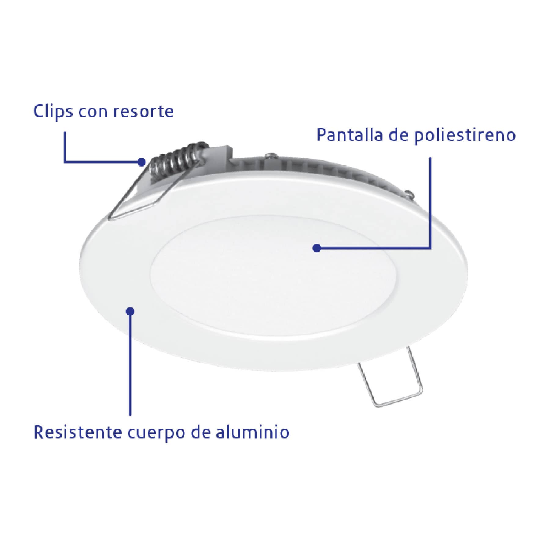 Luminario led slim de empotrar redondo, 6500K, 12W, Voltek - FERRETERÍA WITZI