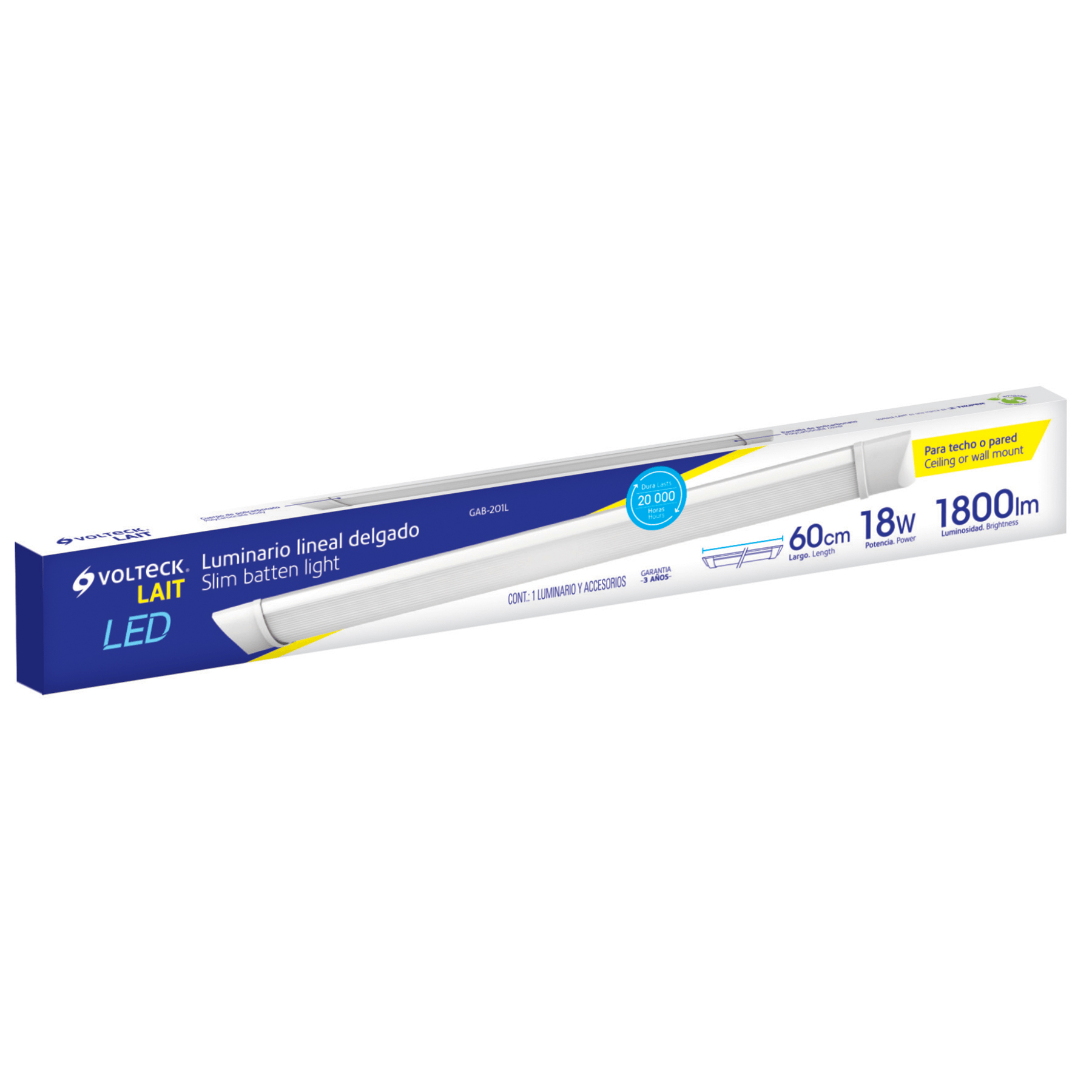 Luminario para gabinete, slim, 18 W, LED, Volteck - FERRETERÍA WITZI