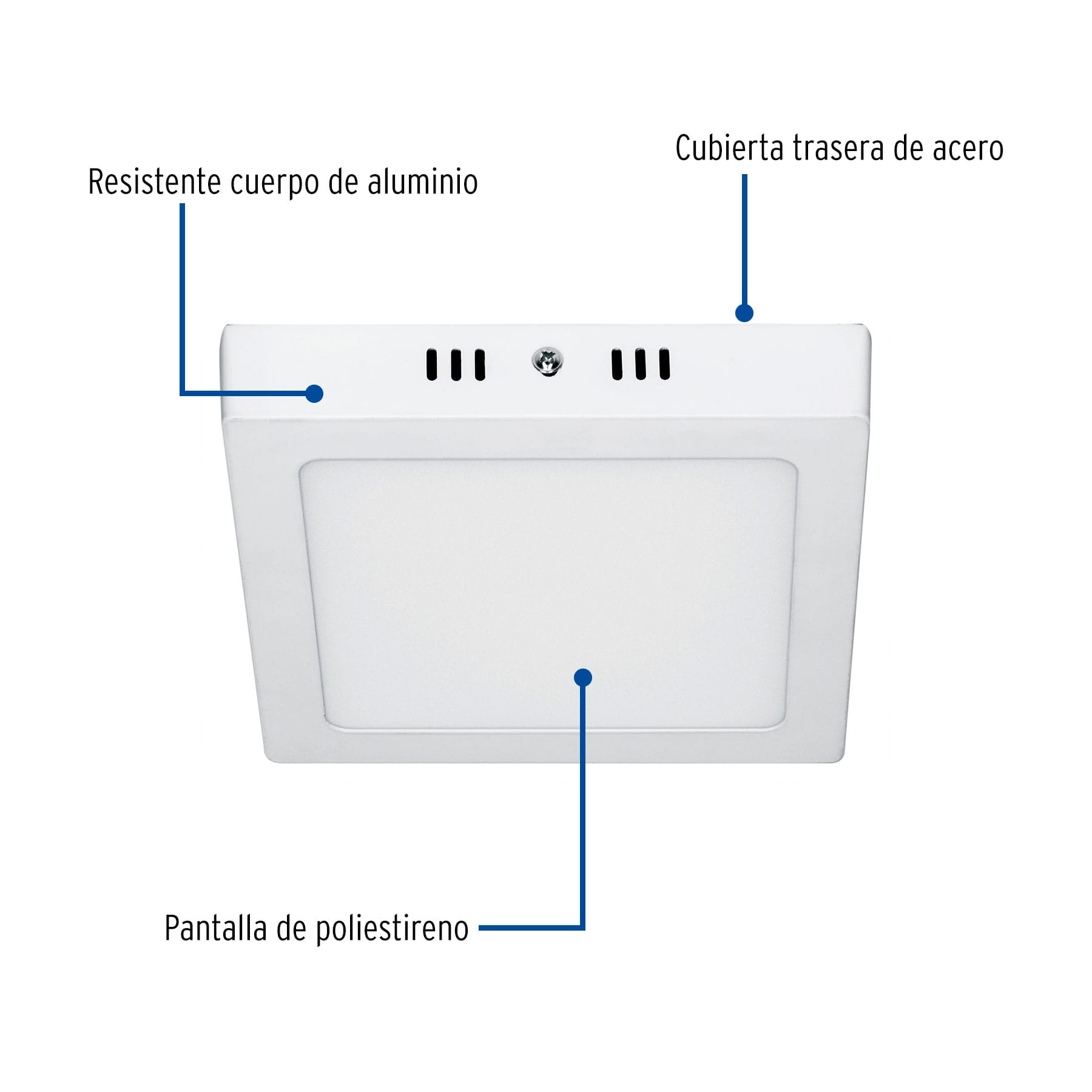 Luminario Plafón Cuadrado, Moderno, 12 W, 6500 K, Led, Blanco Volteck - FERRETERÍA WITZI
