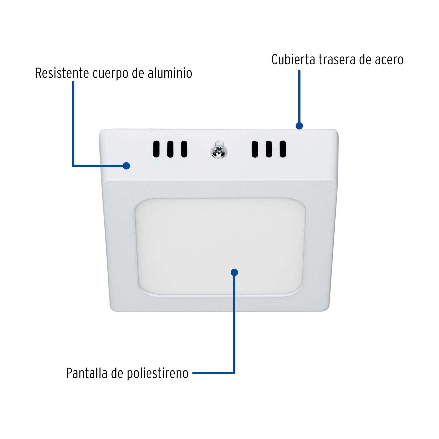 Luminario Plafón Cuadrado, Moderno, 6 W, 6500 K, Led, Blanco. Volteck - FERRETERÍA WITZI