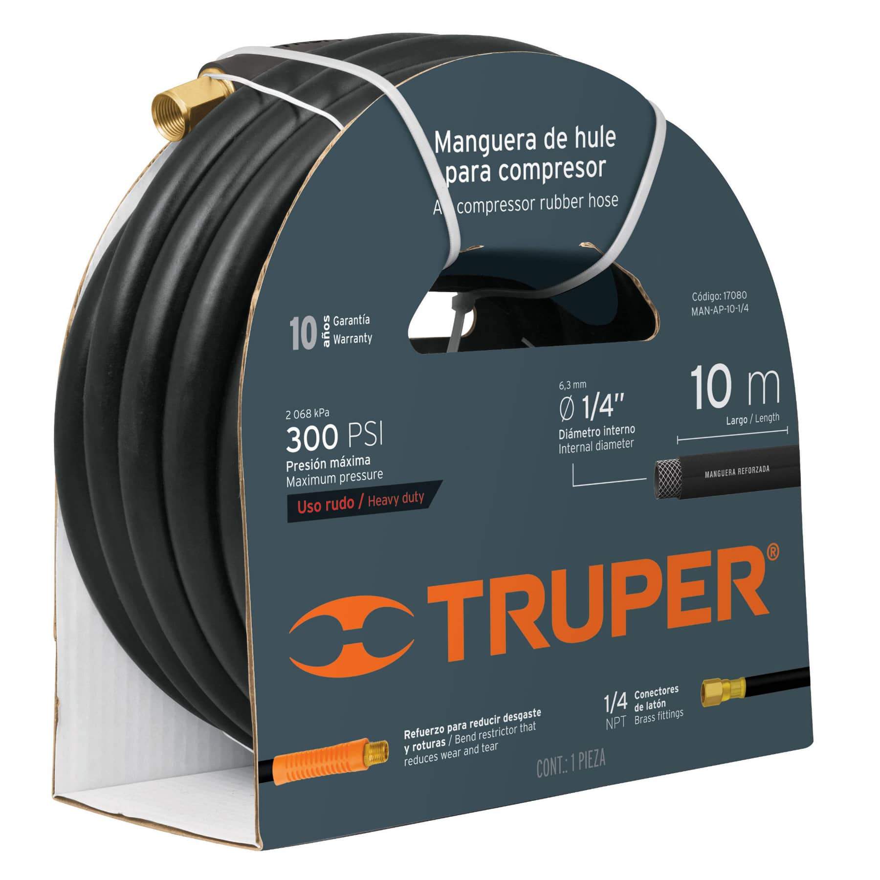 Manguera De Hule Para Compresor, 10 m, 1/4", Truper - FERRETERÍA WITZI