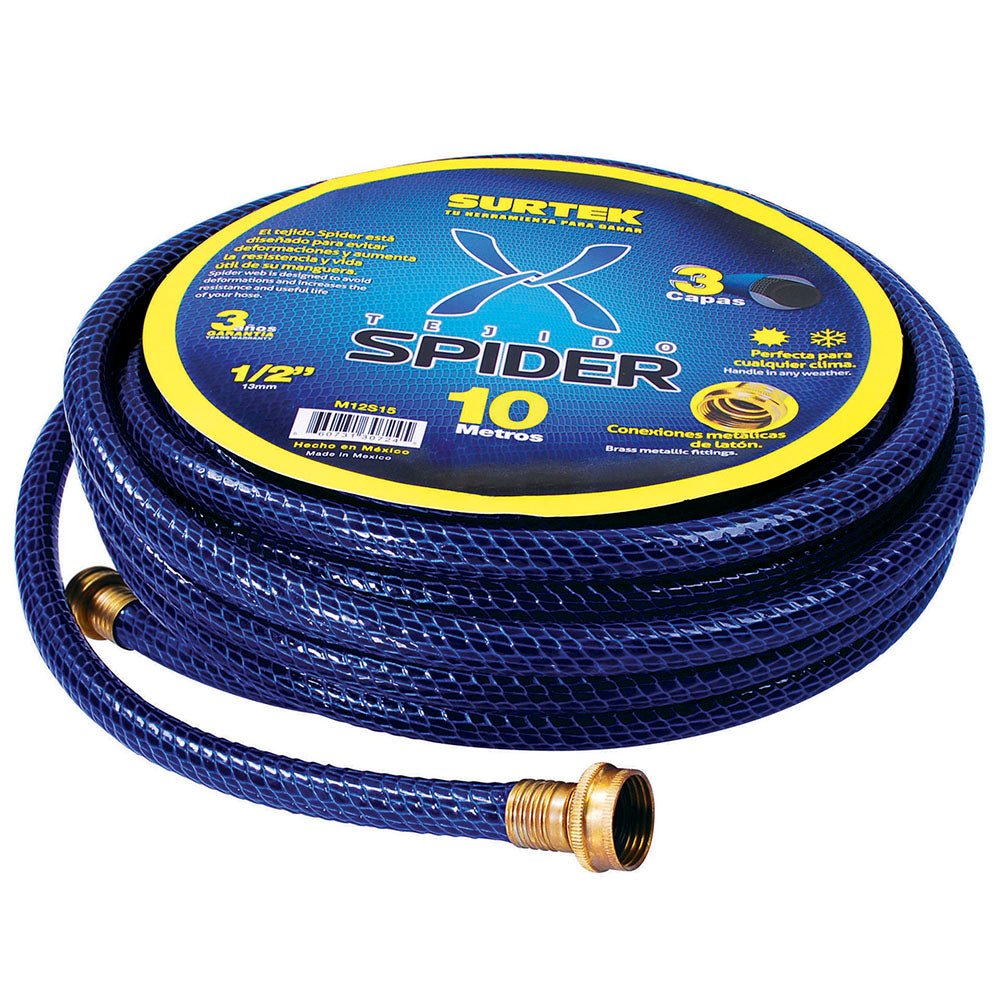 Manguera Spider 1/2" armada con conector metálico 10m Surtek. - FERRETERÍA WITZI