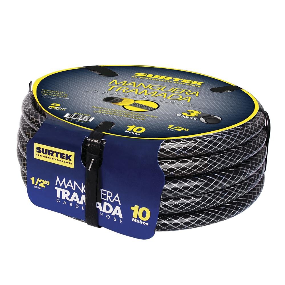 Manguera Tramada Gris 1/2" Armada Conector plástico, Surtek - FERRETERÍA WITZI