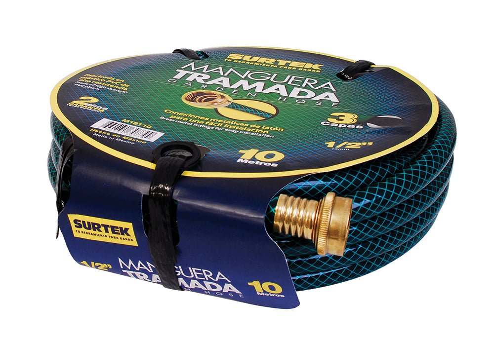 Manguera tramada verde 3/4" armada conector metal 25m Surtek. - FERRETERÍA WITZI