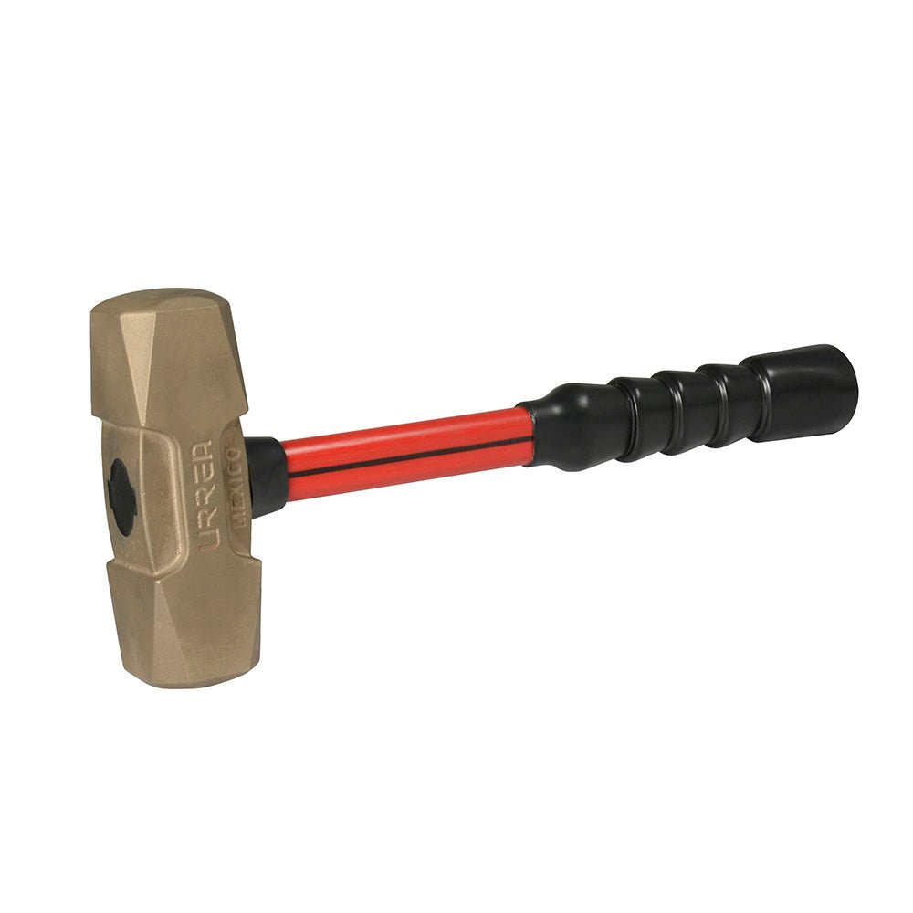 Marro de bronce-aluminio antichispa de 2lb con mango corto de fibra de vidrio 13" Urrea. - FERRETERÍA WITZI