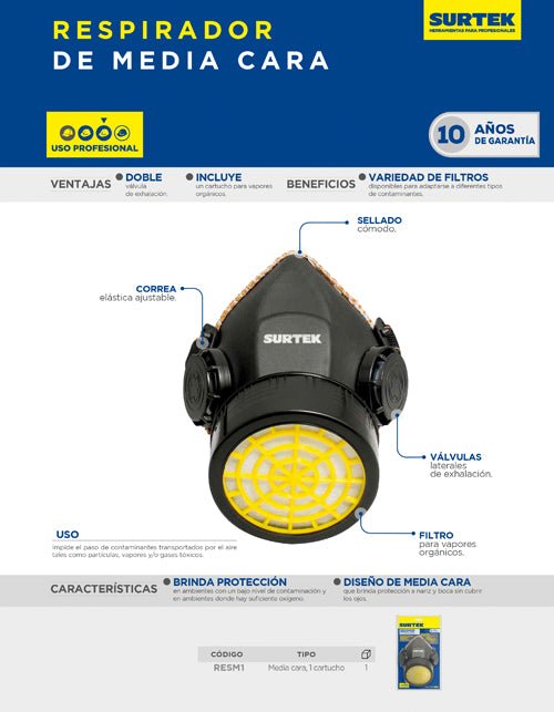 Mascarilla respirador 1 filtro Surtek - FERRETERÍA WITZI