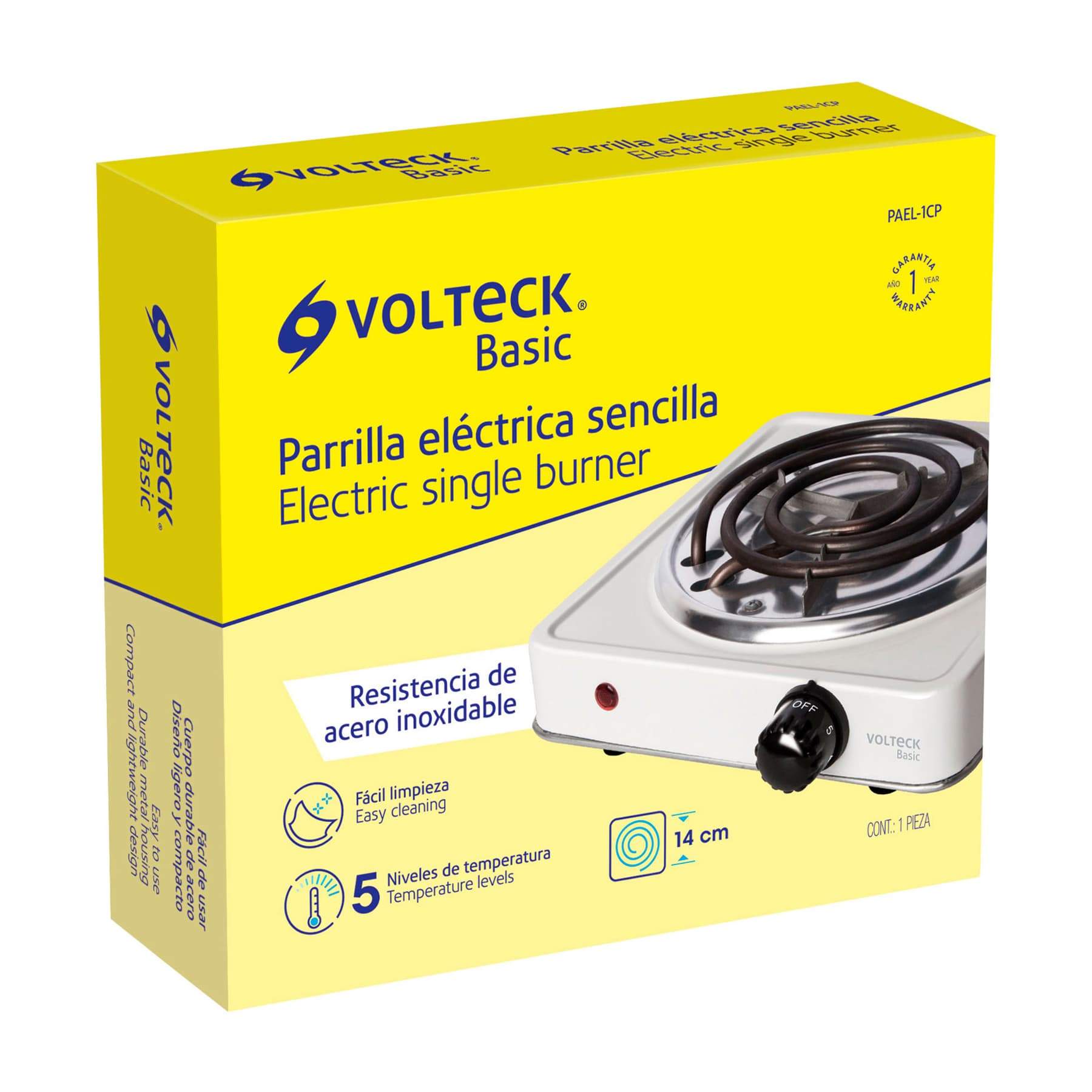 Parrilla Eléctrica 1 Quemador , Cuadrada , Volteck Basic - FERRETERÍA WITZI