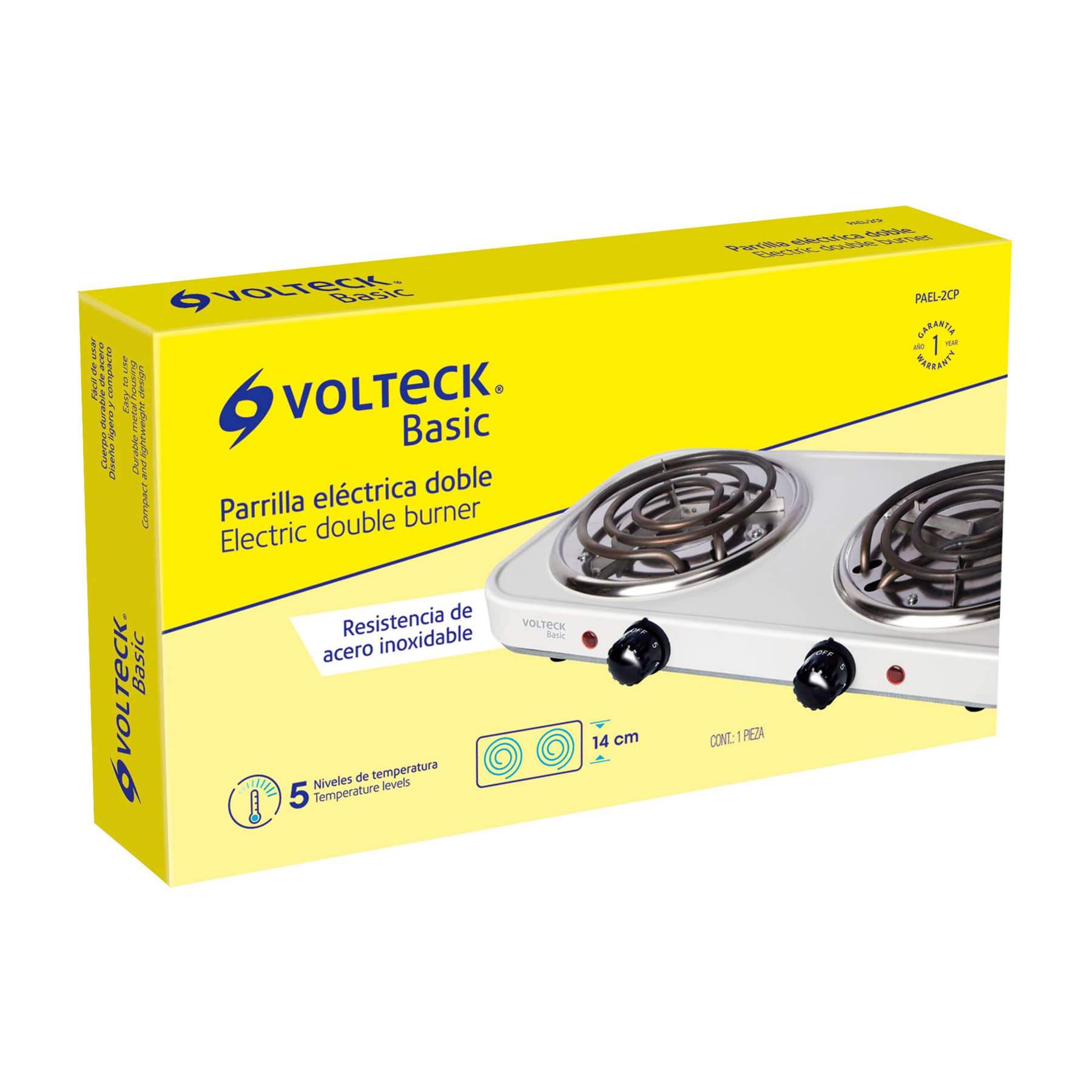 Parrilla Eléctrica 2 Quemadores, Rectangular , Volteck Basic - FERRETERÍA WITZI