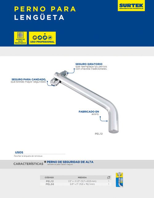 Perno para lengüeta Surtek - FERRETERÍA WITZI