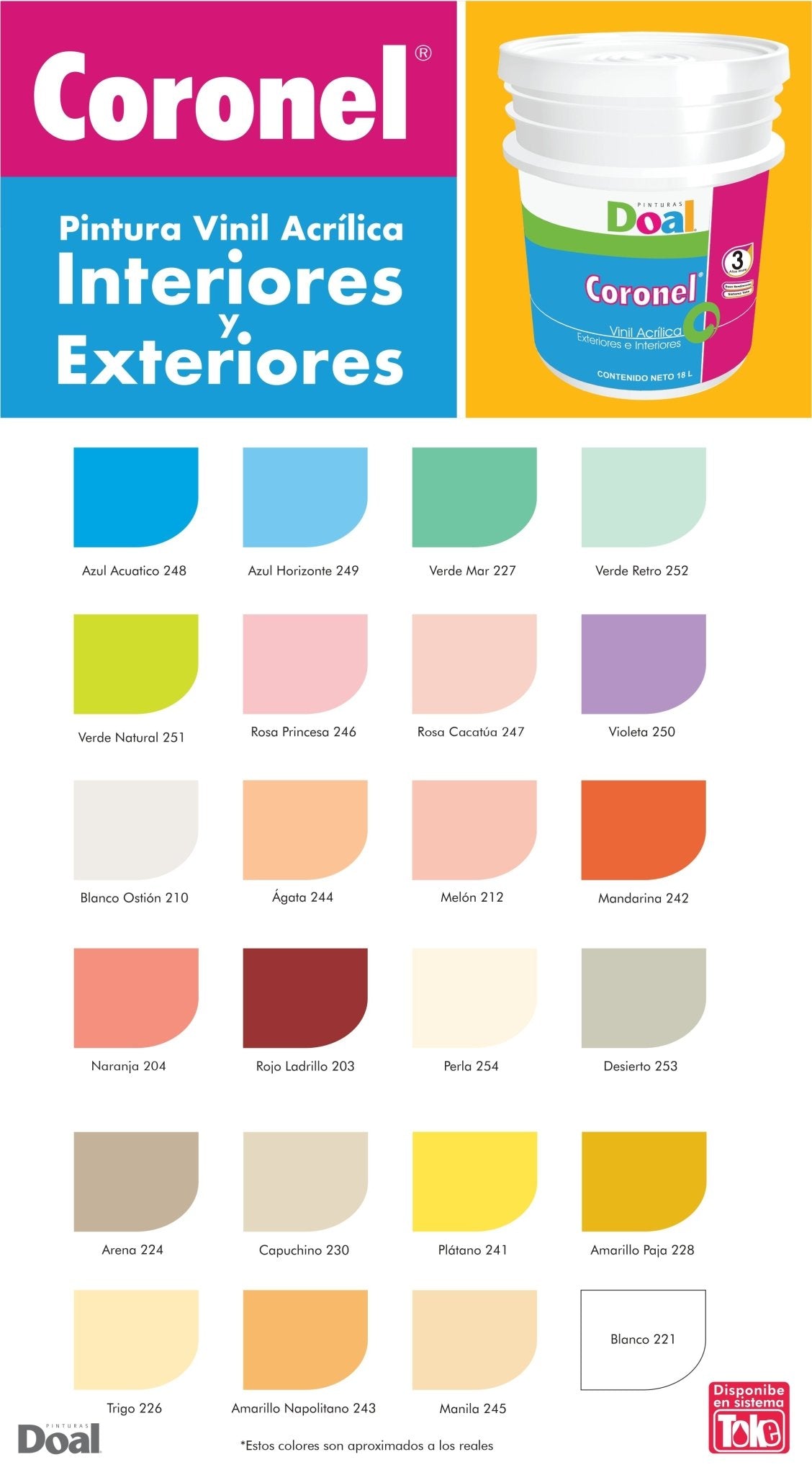 Pintura Vinil-Acrílica, Coronel Cubeta 4L, Doal - FERRETERÍA WITZI