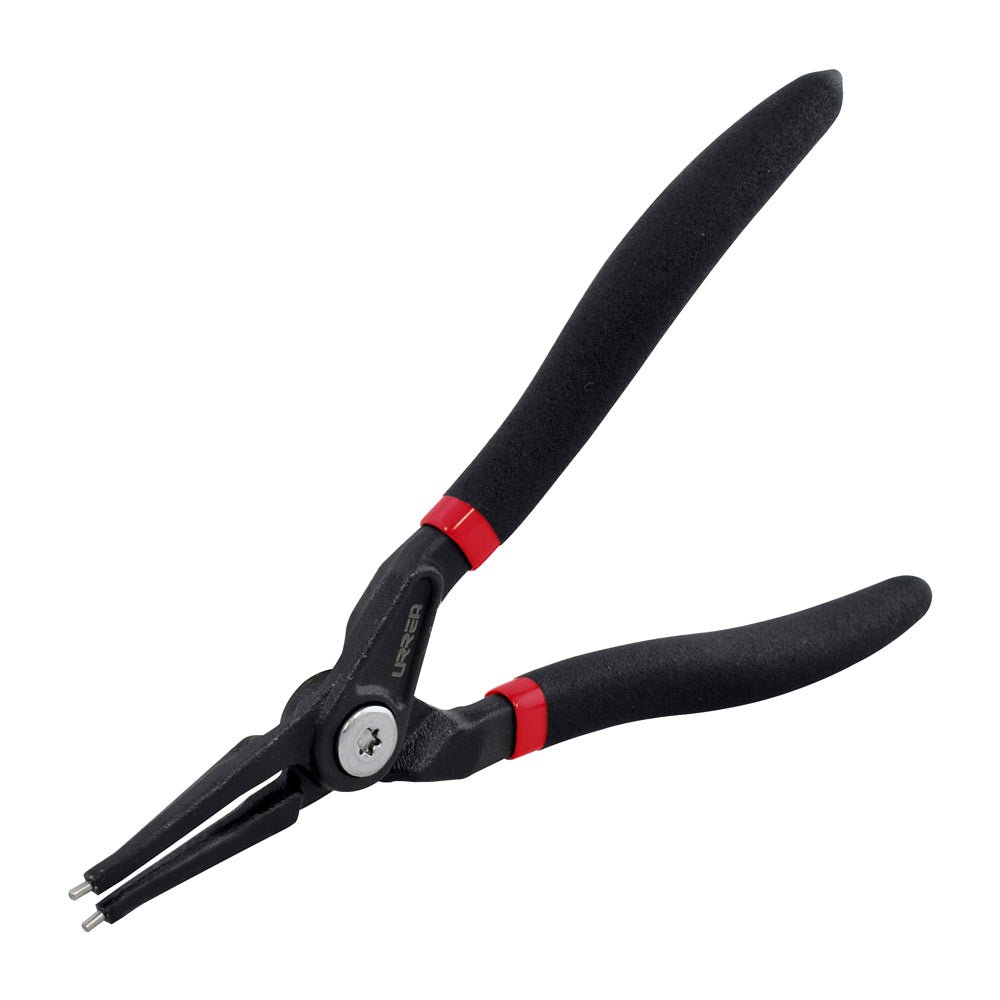 Pinza con mango de vinil para anillos de retención forjadas tipo externo ángulo de 0° Urrea - FERRETERÍA WITZI