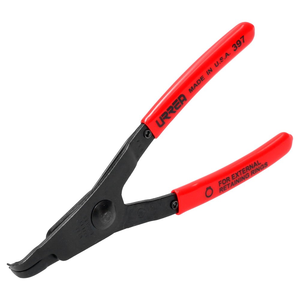 Pinza con mango rubber grip para anillos de retención fijas tipo externo ángulo de 90° Urrea - FERRETERÍA WITZI