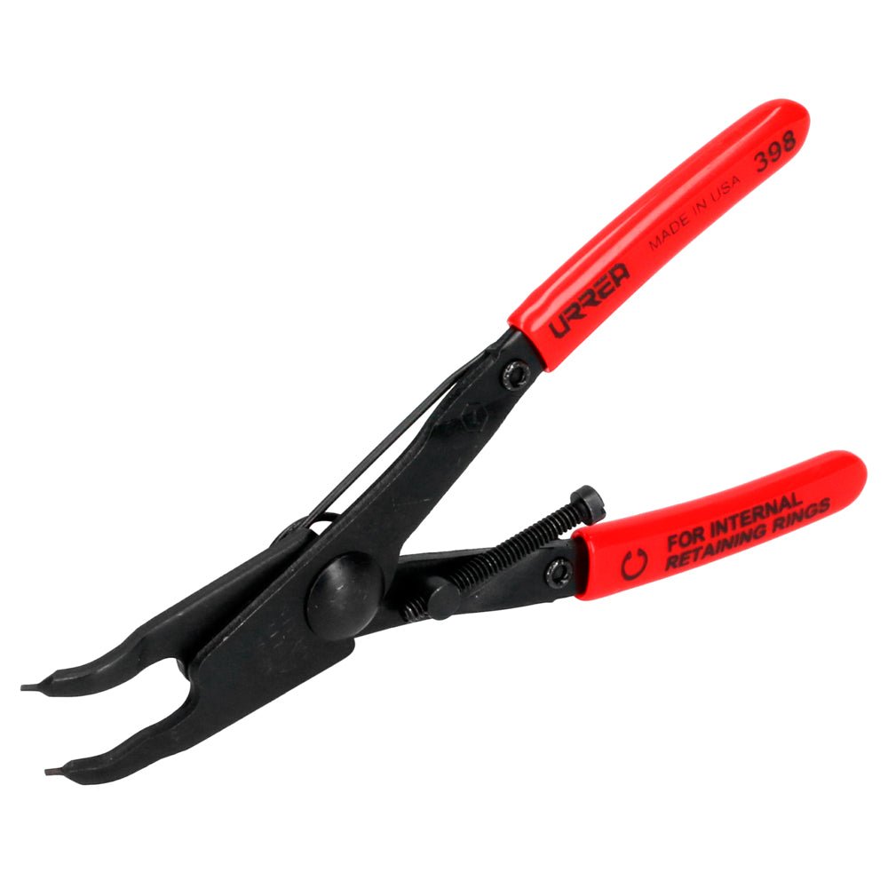 Pinza con mango rubber grip para anillos de retención fijas tipo interno ángulo de 45° Urrea - FERRETERÍA WITZI