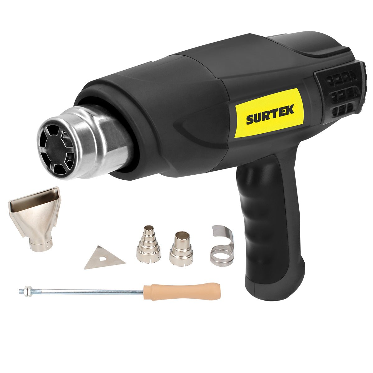 Pistola de calor ajustable de 120 v 1800 w corriente de 17.5 temperatura maxima de 550 Surtek. - FERRETERÍA WITZI