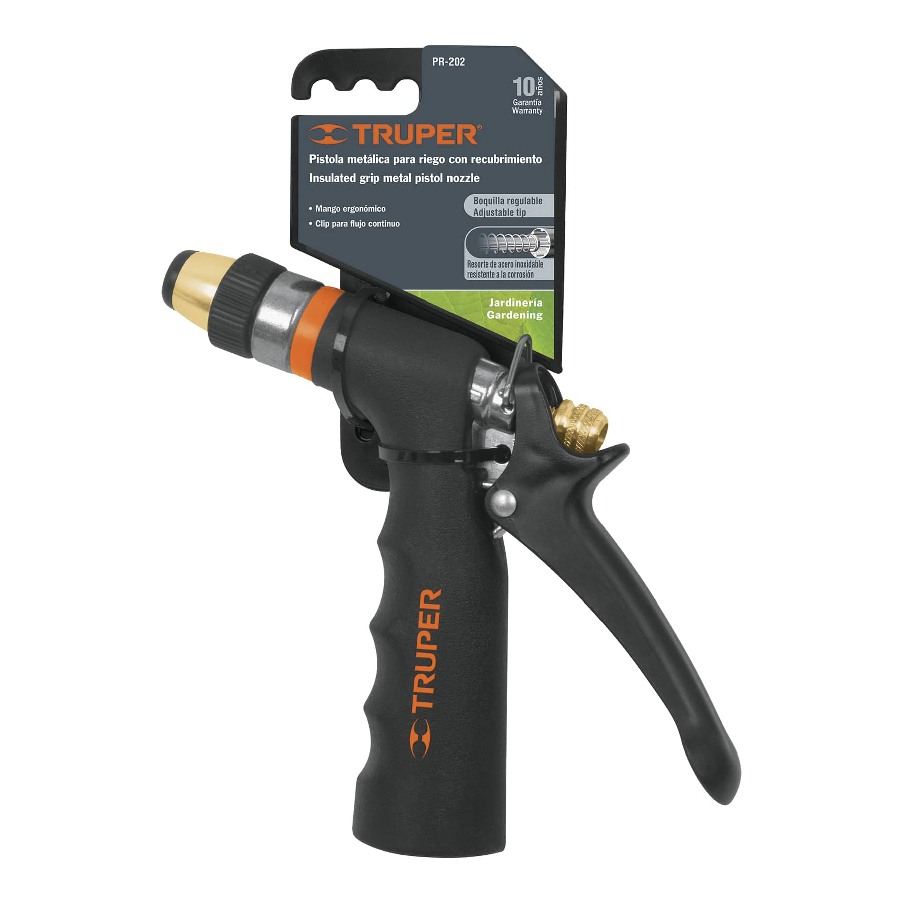 Pistola de Riego, Para Jardín Metálica, 2 Funciones Con Boquilla, Truper - FERRETERÍA WITZI