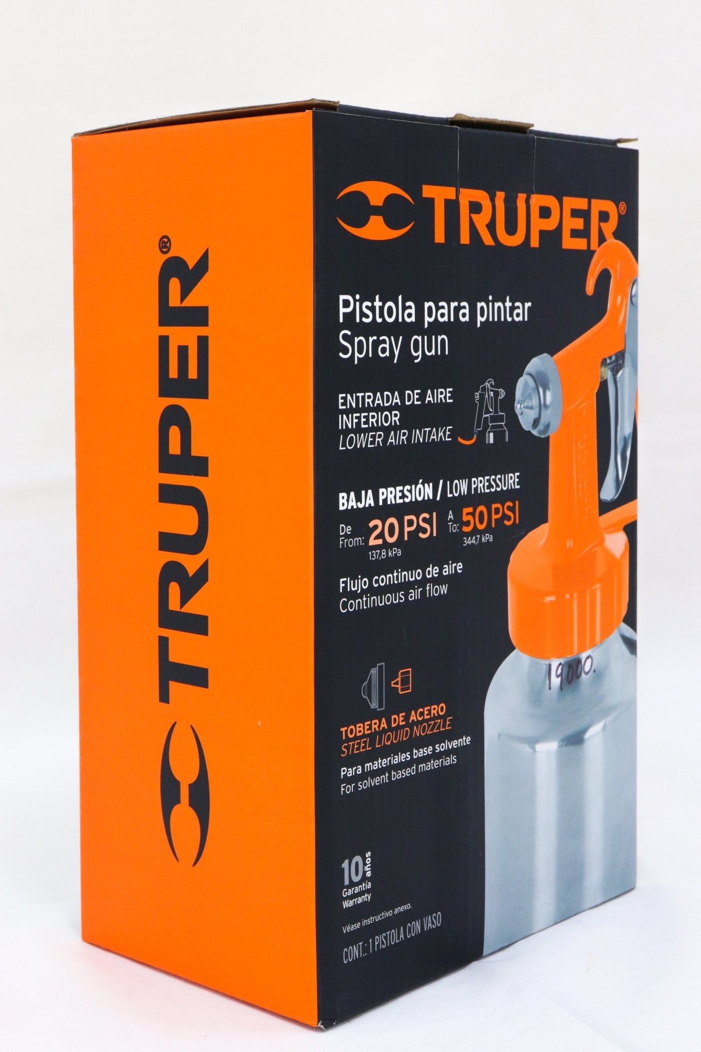 Pistola P/Pintar Baja Presión, Naranja ,Entrada Inferior, Truper - FERRETERÍA WITZI