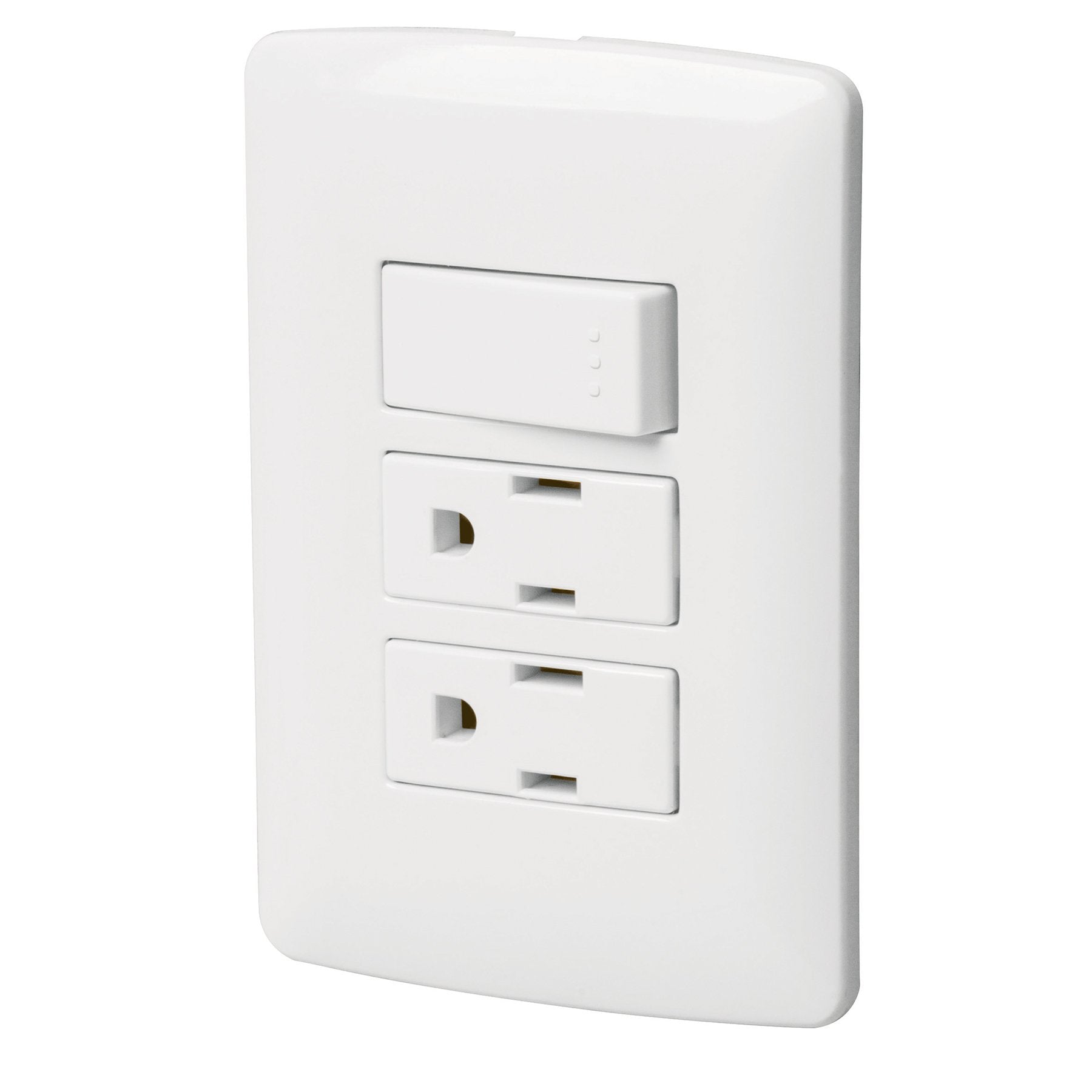 Placa Armada 2 Contactos E Interruptor, Blanco, Línea Italiana - FERRETERÍA WITZI