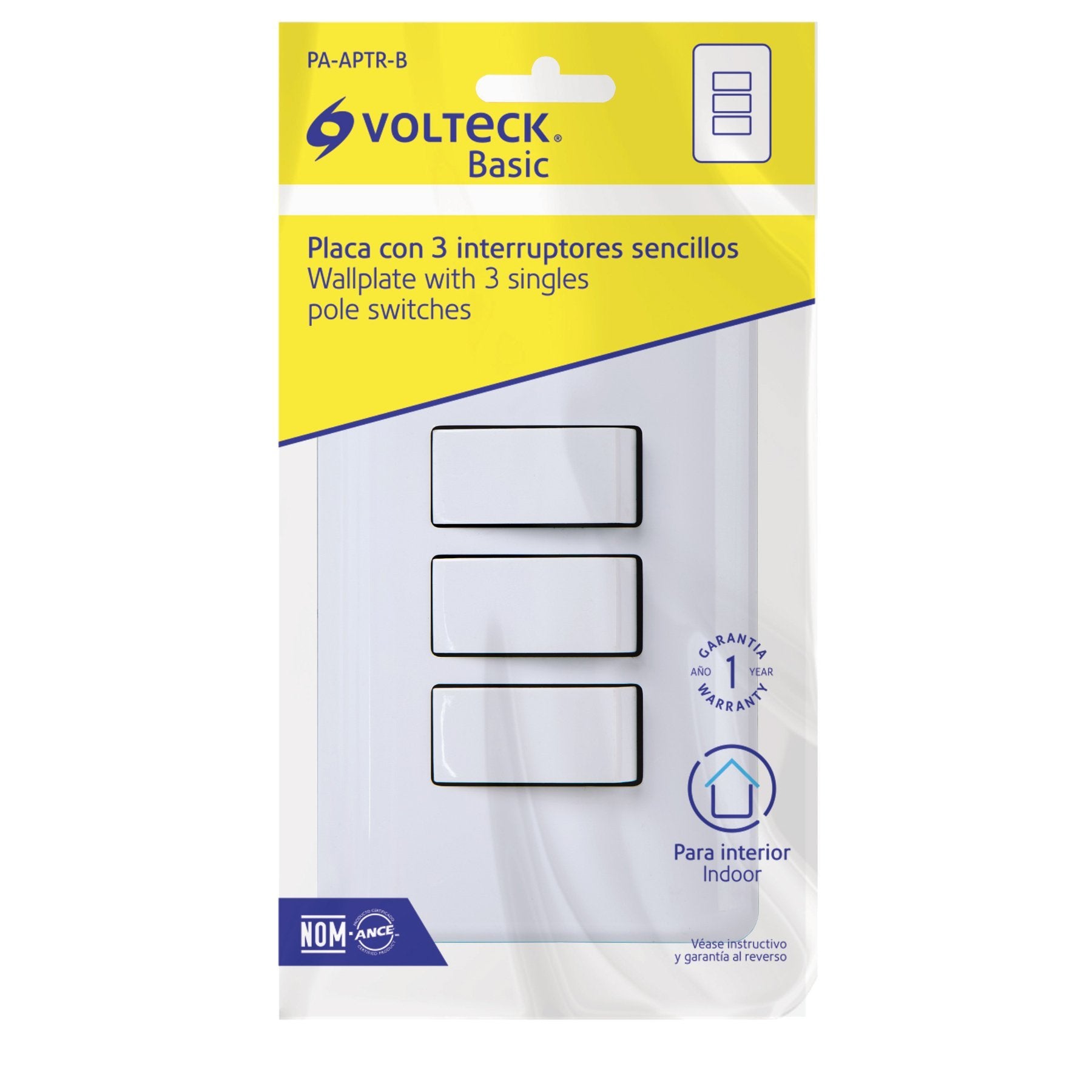 Placa Armada Con 3 Interruptores Sencillos Volteck - FERRETERÍA WITZI