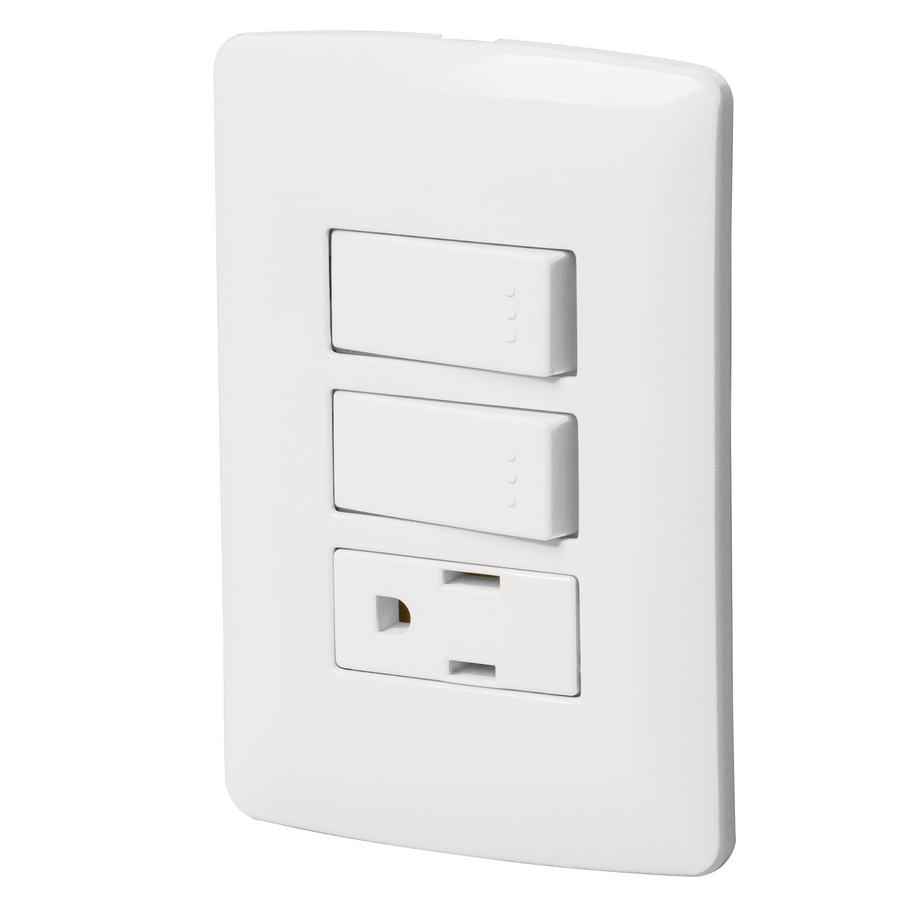 Placa Armada Contacto 2 Interruptores, Blanco ,Línea Italiana, Volteck - FERRETERÍA WITZI