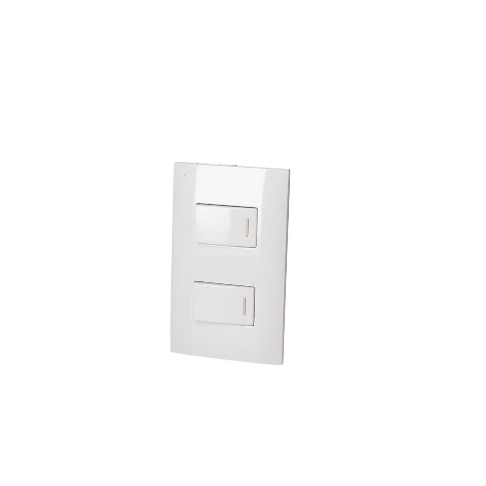 Placa Con 2 Interruptores Sencillos Blanco, Surtek - FERRETERÍA WITZI