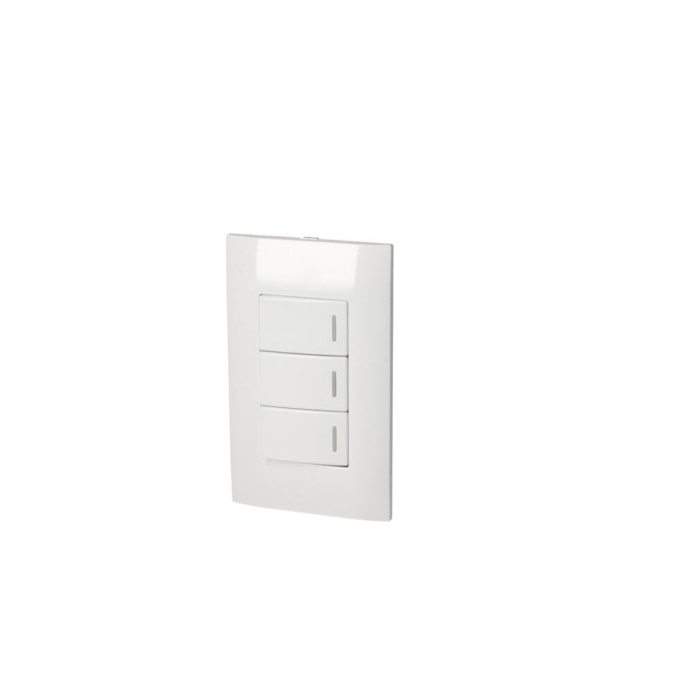 Placa Con 3 Interruptores Sencillos Blanco, Surtek - FERRETERÍA WITZI