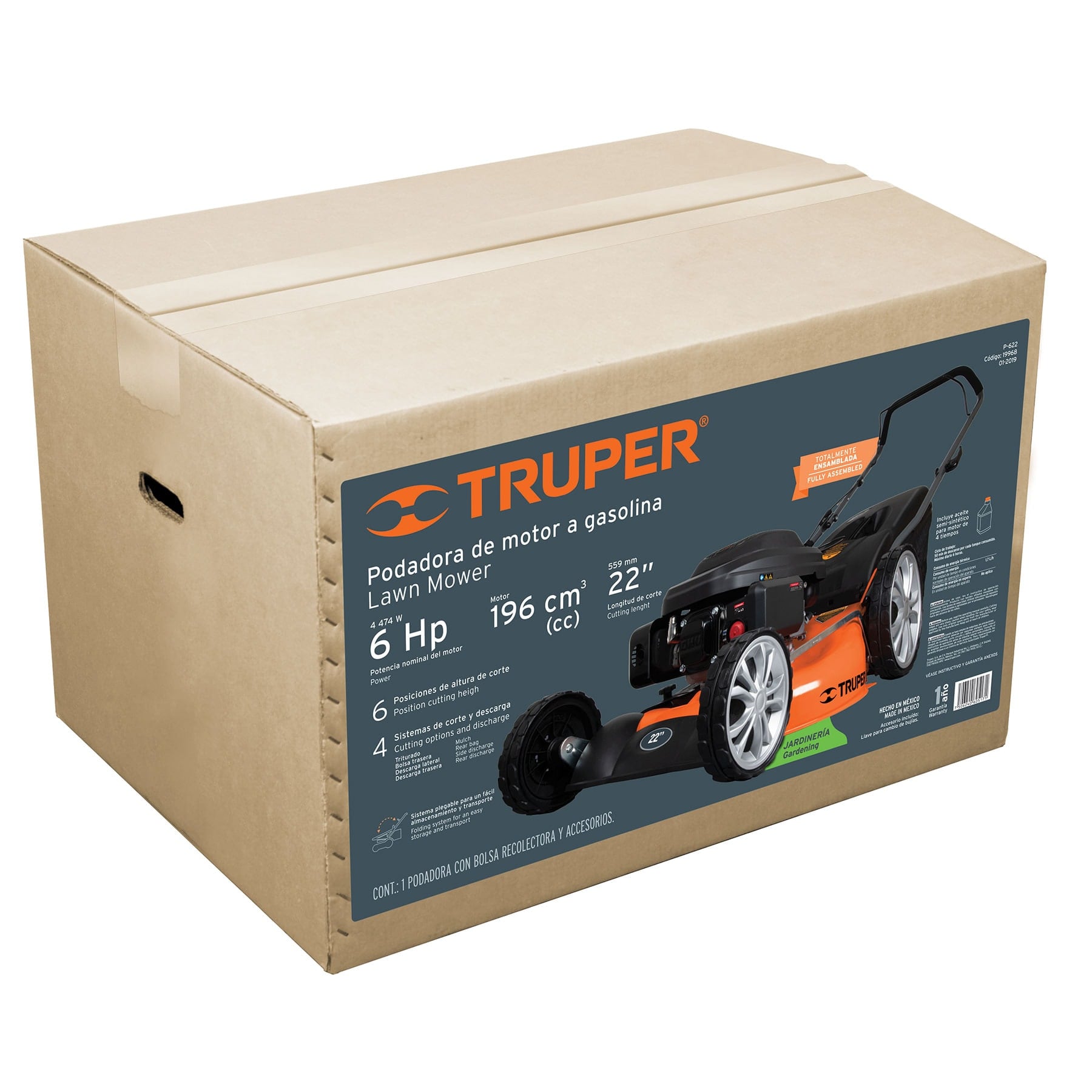 Podadora con motor a gasolina, 6HP, de 22", Truper - FERRETERÍA WITZI