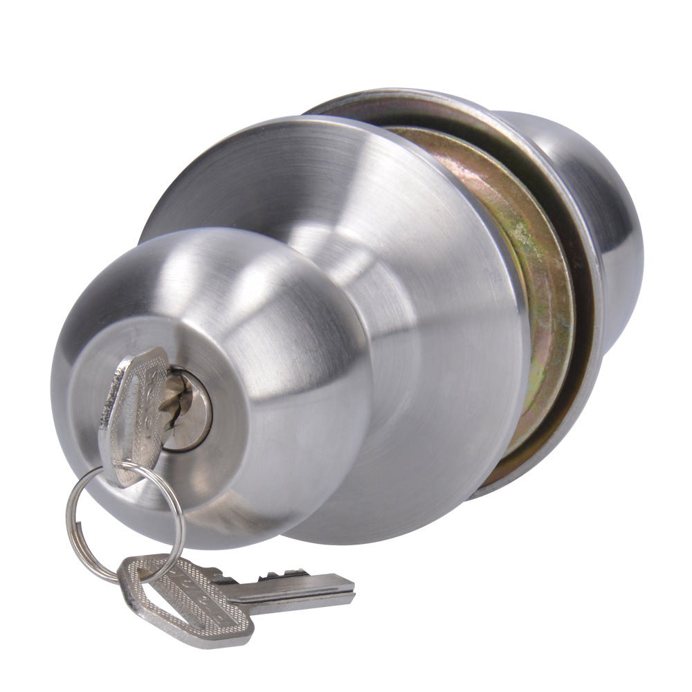 Pomo cilíndrico bola función entrada, acero inoxidable, llave estándar, en caja Prolok - FERRETERÍA WITZI