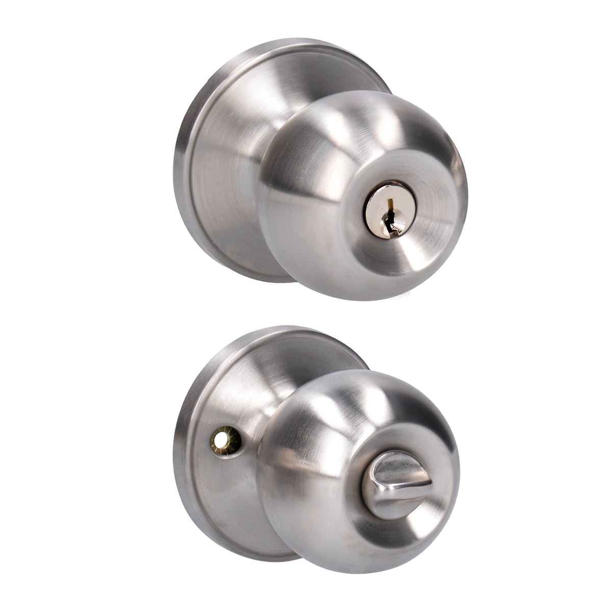 Pomo tubular bola función entrada, acero inoxidable, llave estándar, blíster Lock - FERRETERÍA WITZI