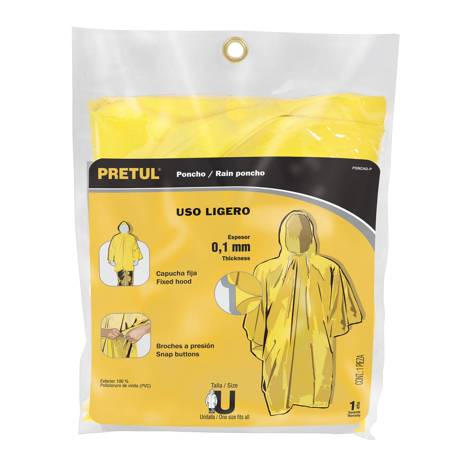 Poncho de Uso Ligero, Unitalla PVC, Pretul - FERRETERÍA WITZI