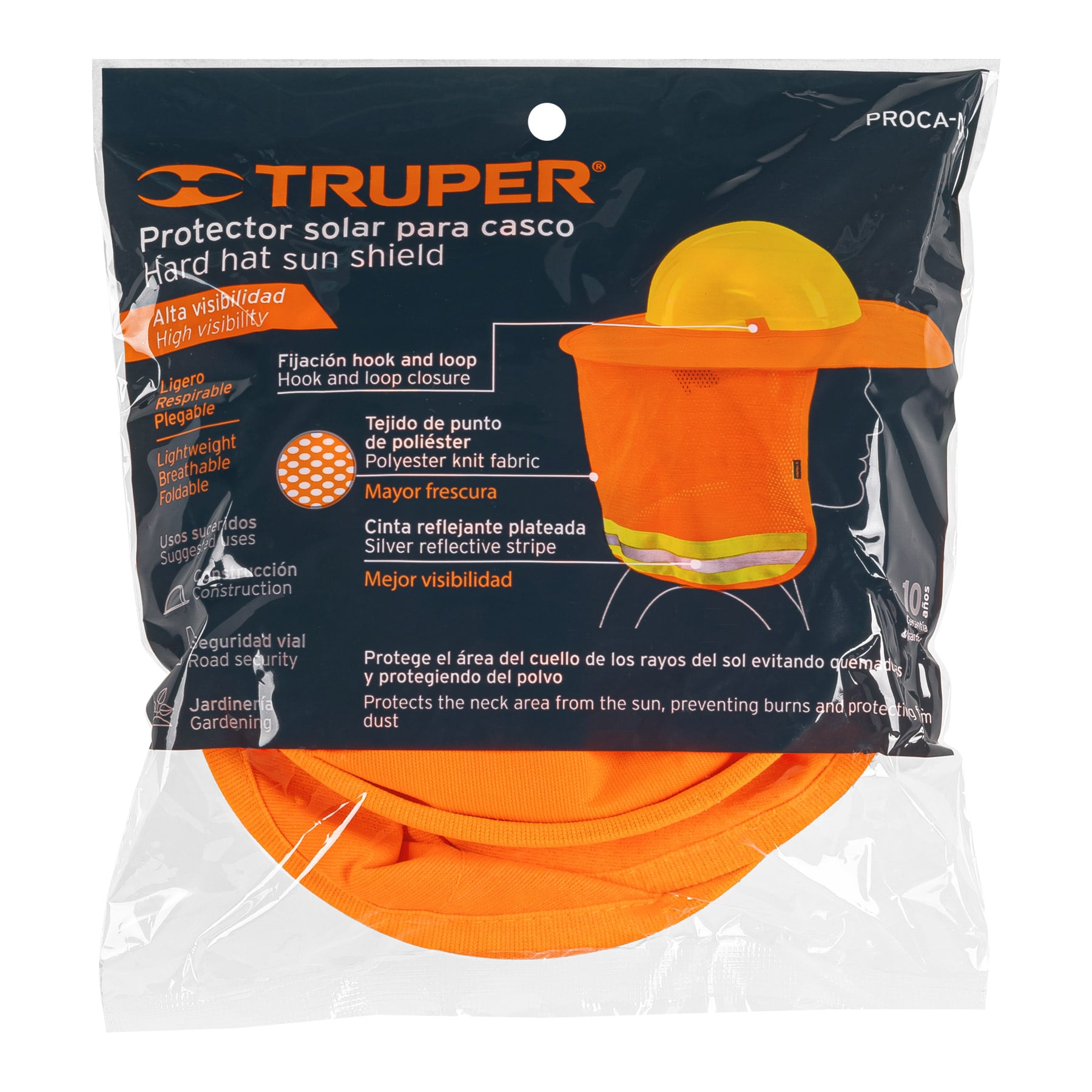 Protector Solar Plegable Para Casco, Naranja Con Reflejante - FERRETERÍA WITZI
