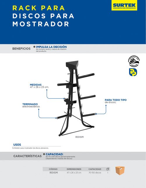 Rack para discos abrasivos para mostrador Surtek - FERRETERÍA WITZI