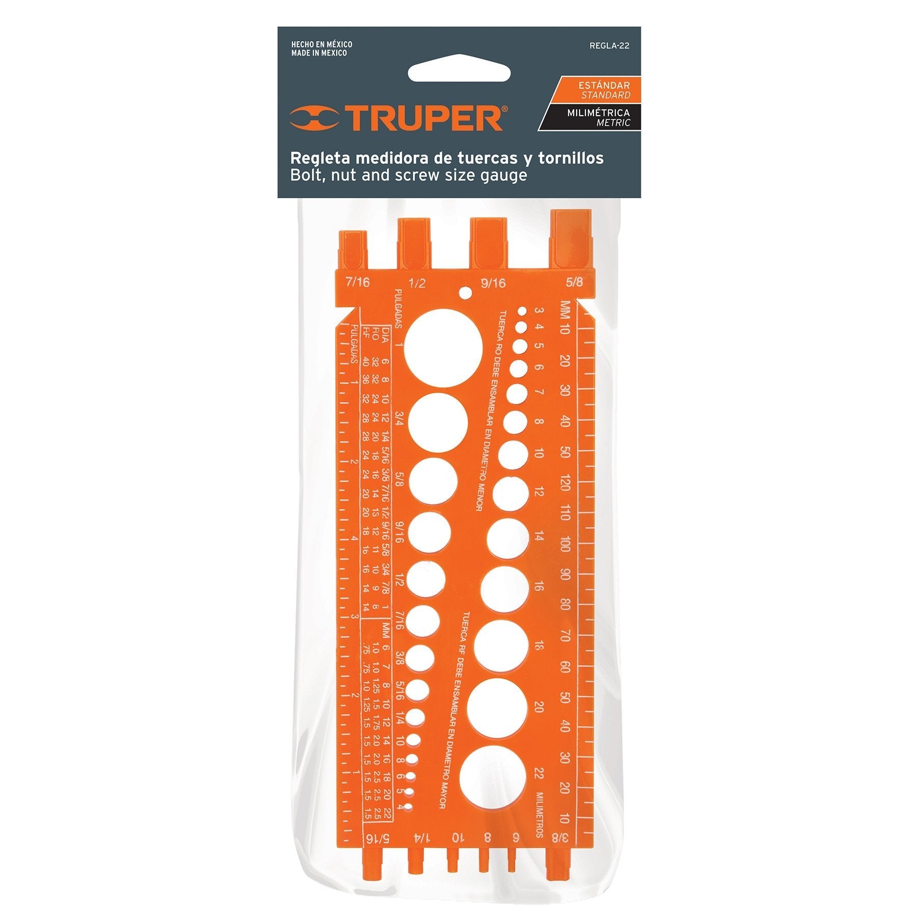 Regleta Calibradora De Tuercas Y Tornillos, 22 cm, Truper - FERRETERÍA WITZI