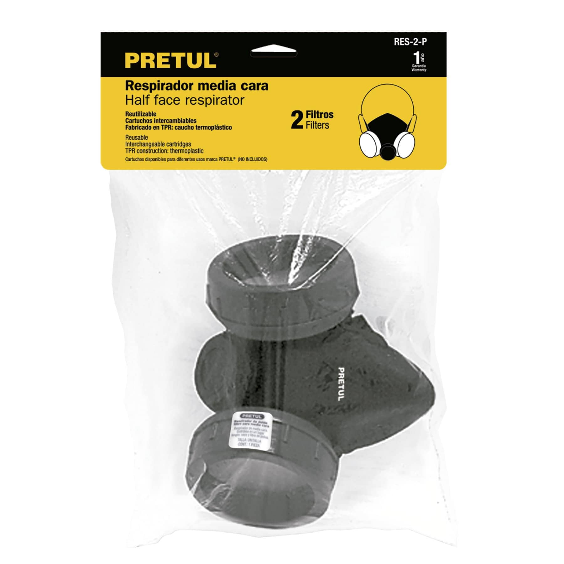 Respirador Sin Cartucho, 2 Filtro, Pretul. - FERRETERÍA WITZI