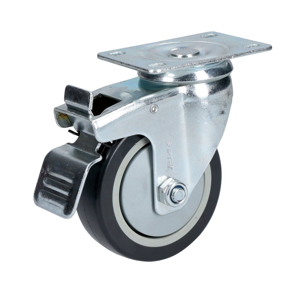 Rodaja polipropileno y poliuretano giratoria freno 3" Surtek. - FERRETERÍA WITZI