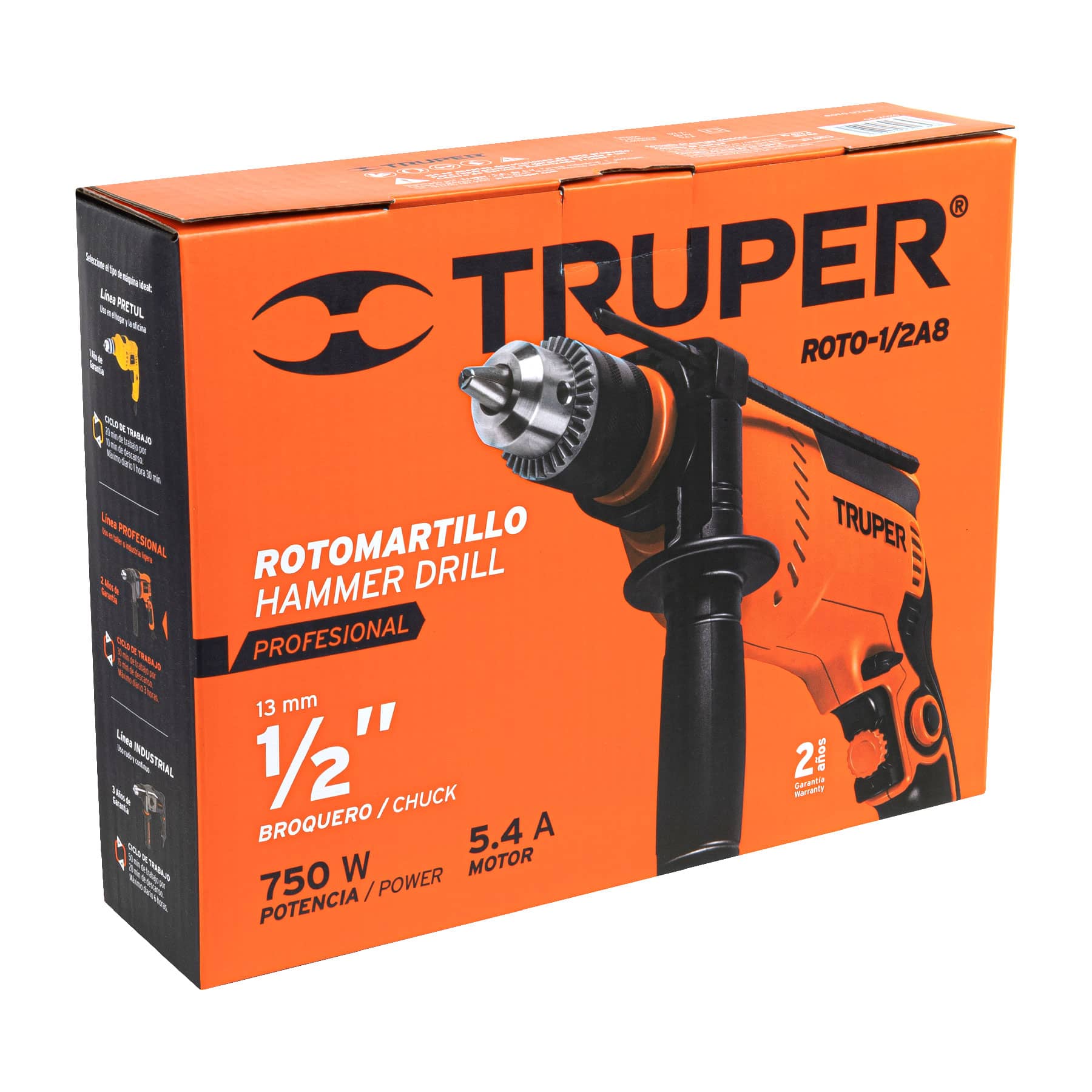 Rotomartillo 1/2" 750 W, profesional, Truper. - FERRETERÍA WITZI